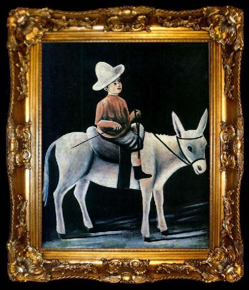 framed  Niko Pirosmani A Little Boy Riding a Donkey, ta009-2